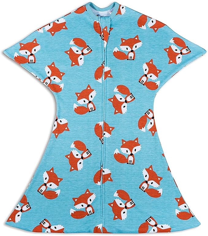 SleepingBaby Zipadee-Zip Transition Swaddle - Cozy Baby Swaddle Blanket with Zipper Convenience - Roomy Wearable Blanket for Easy Diaper Changes - Friendly Fox, X-Small (3-6 Month)