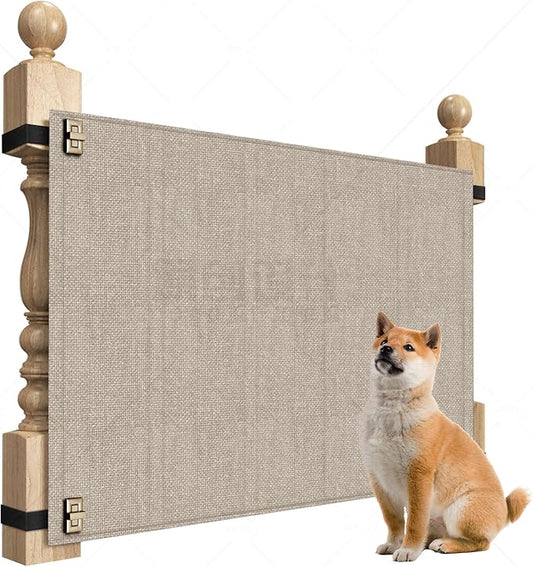 Baby Fabric Gate for Stairs Banisters - Dog and Pet Safety Barrier Gates for Stairway - No Drill Banister to Banister Baby Kids Gates for Stairs (Apricot, Wide 48" to 55" Height 34")