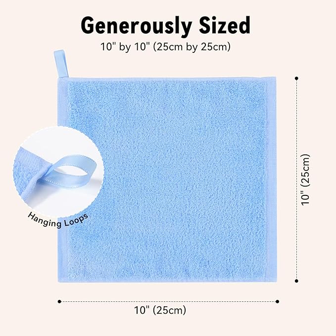 Yoofoss Luxury Washcloths Towel Set 10 Pack Baby Wash Cloth for Bathroom-Hotel-Spa-Kitchen Multi-Purpose Fingertip Towels & Face Cloths