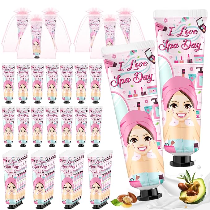 48 Sets Spa Party Supplies for Women Hand Cream Bulk Spa Birthday Party Favors Bachelorette Supplies for Girls Travel Size Lotion with Organza Bags