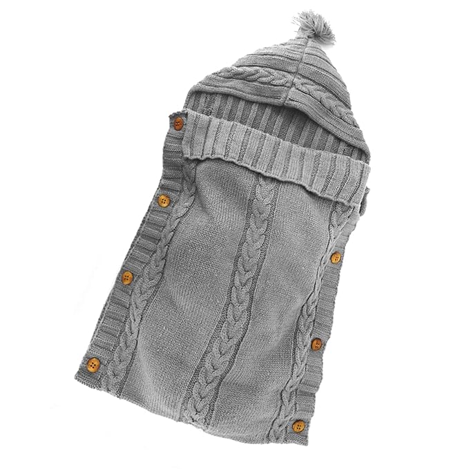 XMWEALTHY Newborn Baby Wrap Swaddle Blanket Knit Sleeping Bag Receiving Blankets Stroller Wrap for Baby(Dark Gray) (0-6 Month)