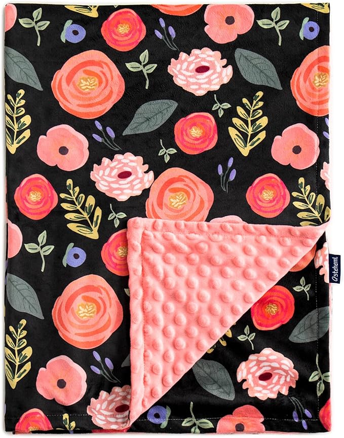 QSTEHEML Baby Blankets for Girls,Super Soft Nursery Minky Blanket Unisex, Baby Gifts Double Layer with Dotted Backing, Nursery Blankets for Crib Stroller(Bee, 30 * 40inch)