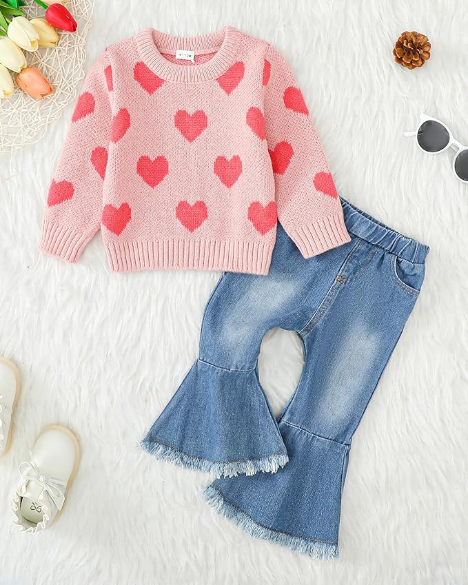 Mioglrie Toddler Girl Clothes Little Girl Denims Outfits Jeans Pants Set Little Baby Toddler Baby Clothes for Girl