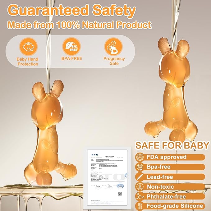 WAJIAYON Easter Bunny 2 Pack Amber Oil Baby Teething Toys for Babies,Silicone Baby teethers for Babies 3 Months+,Rabbit Freezer BPA Free Soft and Textured Chew Infant Toys Gifts for Boys and Girls