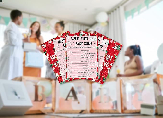 Baby Shower Game Cards - Baby Song Game, Gender Neutral Party Cards - Set of 30