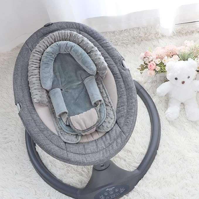 Infant Car Seat Insert, HNHUAMING Baby Car Seat Head & Body Support with 2 Straps Pads, Ultra Soft Newborn Preemie Carseat Insert Cushion for Girls Boys, Fits Car Seat, Stroller, Swing, Bouncer, Grey