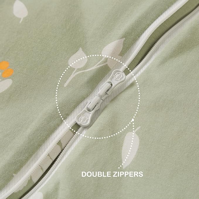 Super Soft Winter 2.5 TOG Sleep Sack with Feet, 100% Organic Cotton Warm Toddler Sleeping Sack with Legs, Foliage, Size L
