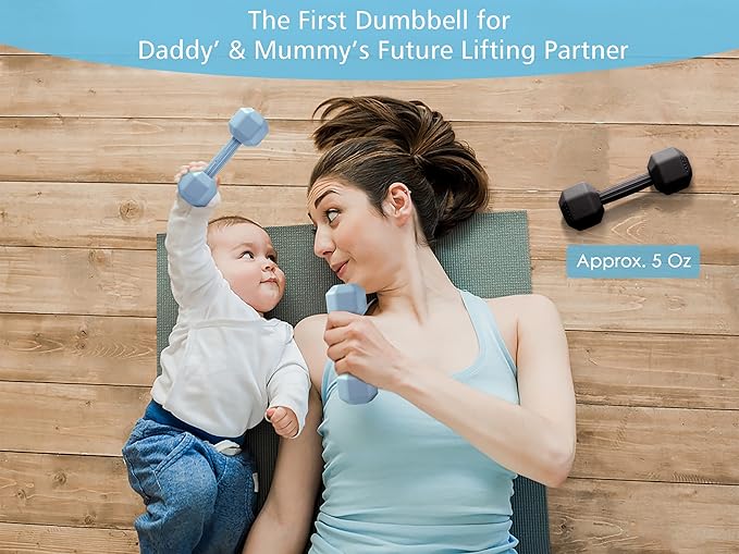 Giftty Baby Dumbbell - Silicone Infant Rattle Teething Toy Teether Toddler Sensory Toy Durable Safe Exercises Workout Weight - Great Gift for Girls and Boys (1pcs 4.8oz - Pink)