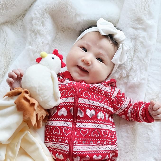 Chicken Lovey Blanket for Baby | Large 20" x 20" Baby Lovey for Girls or Boys | Cute Chicken Security Blanket for Babies and Toddlers