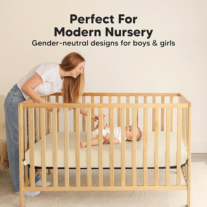 2-Pack Waterproof Crib Sheets for Boy, Girl - Organic Cotton 52X28 Fitted Crib Sheets Neutral,Crib Mattress Protector Sheets,Soft Toddler Bed Sheets,Washable Infant Fitted Baby Crib Sheets(Maritime)