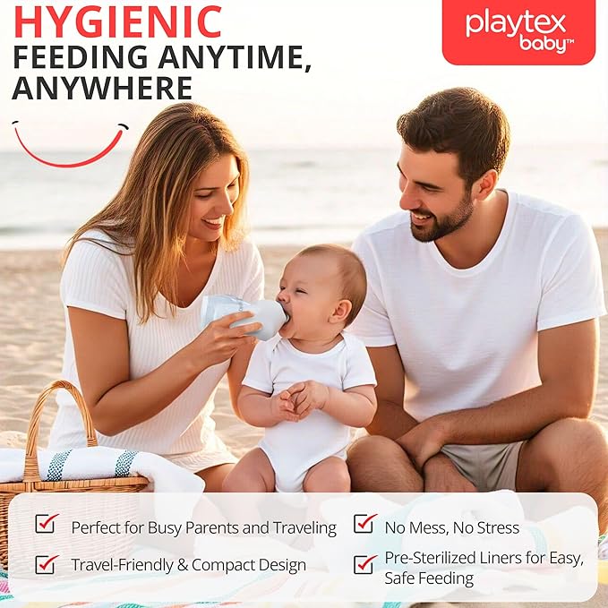 Playtex Baby Nurser Pre-Sterilized Disposable Drop-Ins Bottle Liners, Anti-Colic, Gas Reduction, Closer to Breastfeeding, 4 Oz, 100 Count