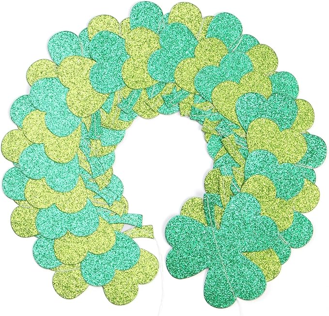 St-Saint Patricks-Day Decorations Shamrock Green-Garland - 35ft St. Patrick's Day Decorations Hanging Decoration Streamers Banner, Baby Birthday Irish Party Decor Accessories Panduola