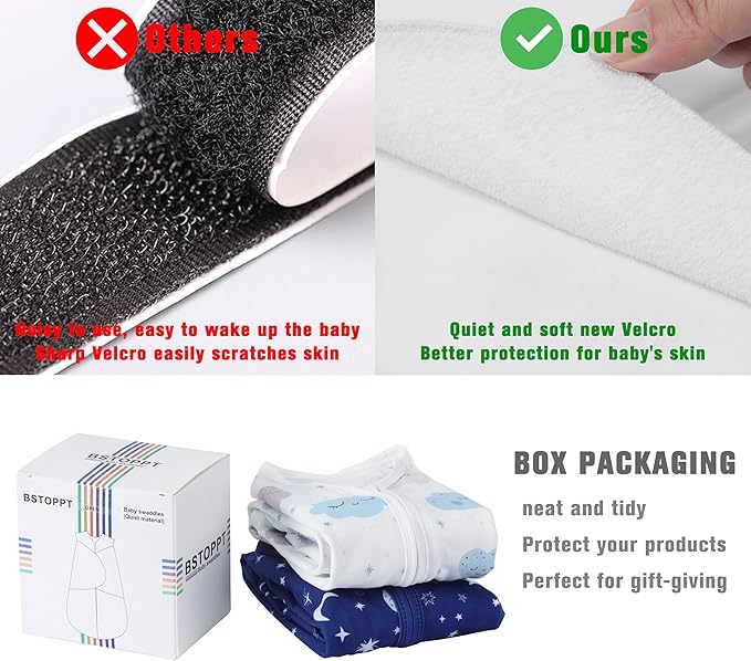 Newborn Sleep Sack Baby Swaddle,3-6 Months,3-Way Adjustable Wearable Blanket,100% Rayon Cotton Swaddling Sleeping Bag,TOG 0.5(Clouds&Starry Sky)