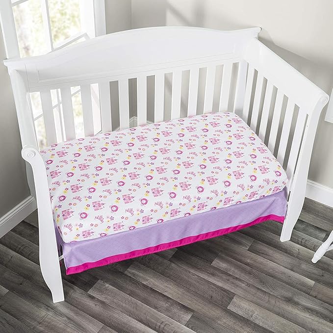 Everyday Kids 2 Pack Fitted Girls Crib Sheet, 100% Soft Breathable Polyester Baby Sheet, Fits Standard Size Crib Mattress 28in x 52in, Nursery Sheet - Princess/Lavender