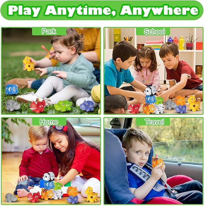 52PCS Animal Alphabet Learning Toys for Toddlers 2-4, 10 Different Animal Figures, Montessori Educational Toys Gifts for Boy Girl, Preschool Learning Activities, Double Sided ABC Matching Game 