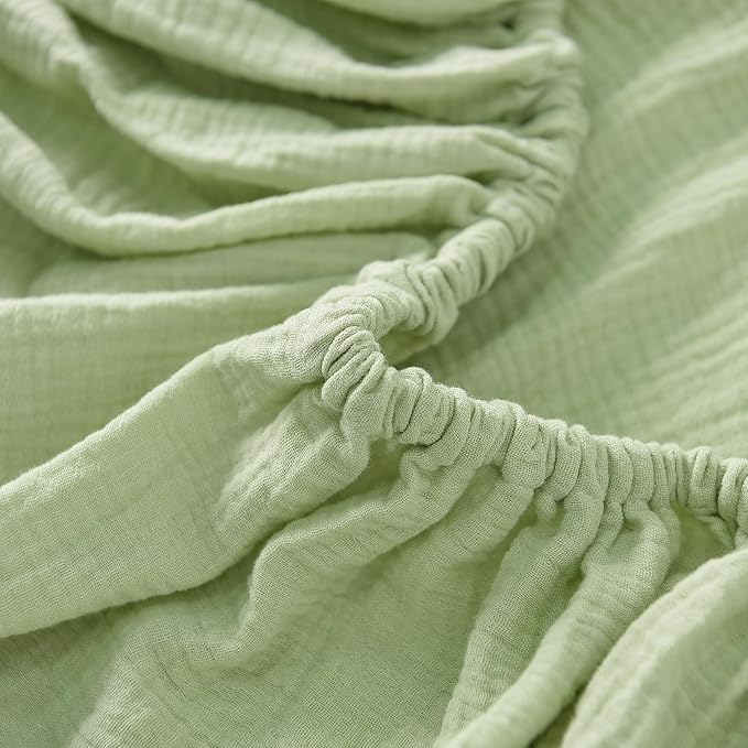 Baby Crib Sheets 2 PCS, 100% Organic Cotton Crib Sheet for Standard Crib Mattress(52”x 28”), Fitted and Soft Breathable Muslin Crib Mattress Sheet for Girl and Boy (Leaves, Green)