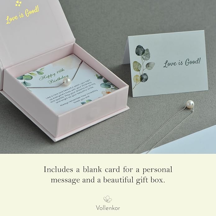 Birthday, Confirmation Gifts for Girls Sterling Silver Single Pearl Necklace Adjustable Length - Beautiful, Hypoallergenic Jewelry, Birthday Gift for Woman and Girls, Simple Pearl Necklace as gift for Her