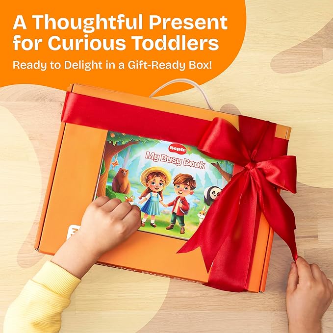 Toddler Busy Book – Montessori Activity Book for 3+ Year Olds – 14 Interactive Learning Pages with Matching, Tracing & Puzzles – Preschool Educational Toy for Fine Motor Skills & Early Development