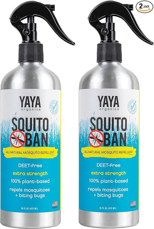 Yaya Organics Mosquito Repellent | All Natural Bug Spray Made with Essential Oils, Family Friendly, Deet-Free | 16 Ounce Spray, 2-Pack
