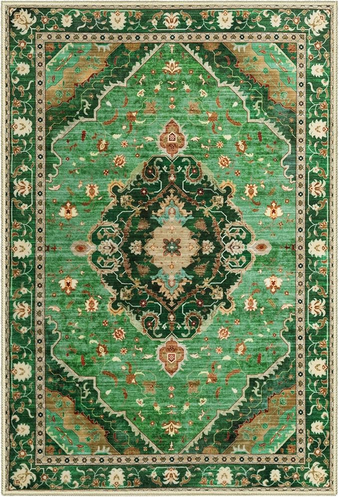 Ciicool Area Rug 5x7ft Washable Rugs for Living Room Non-Slip Indoor Rugs Large Low-Pile Mat Floor Carpet Vintage Rug for Bedroom Dinning Foyer Decor
