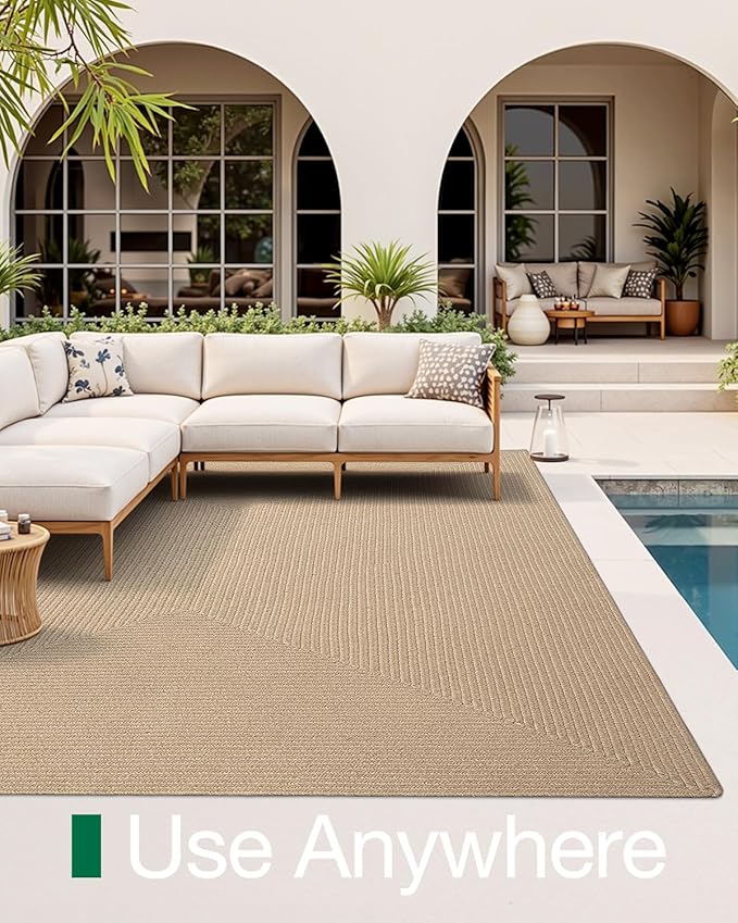 LUMI Jute Area Rug 8x10 for Living Room, Natural Handwoven Rugs Non Slip, Farmhouse Braided Carpets No Shedding for High Traffic, Dining Room, Indoor, Outdoor, Patio