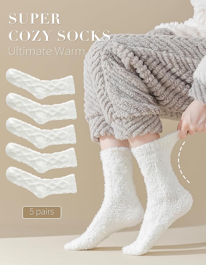 TEHOOK Warm & Cozy Gifts for Women, Fluffy Fuzzy Sock, Plush Sleeping Slipper Socks - Soft Warm Fabric
