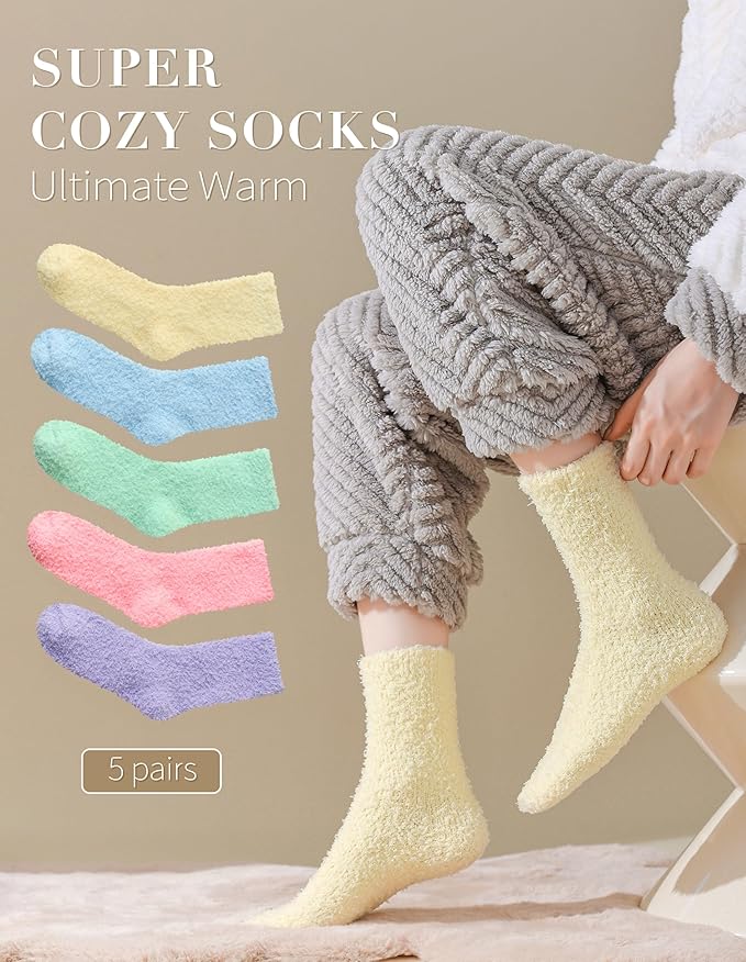 TEHOOK Warm & Cozy Gifts for Women, Fluffy Fuzzy Sock, Plush Sleeping Slipper Socks - Soft Warm Fabric