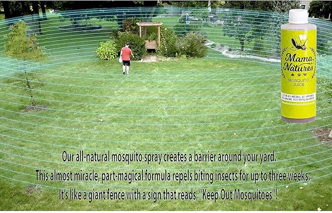 Mama Nature's Mosquito Juice - All Natural, Non-Toxic Mosquito & Tick Spray for Yard - DEET-Free Organic Outdoor Repellent for Lawn, Patio, Garden & Backyard - Safe for Kids, Pets & Plants | Single