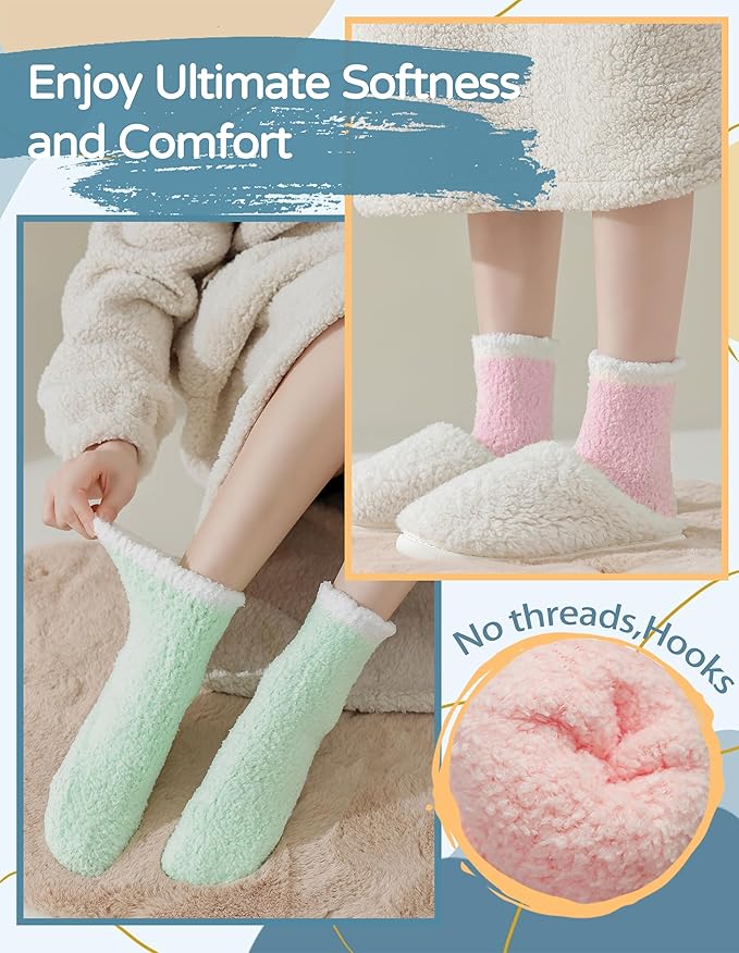 TEHOOK Warm & Cozy Gifts for Women, Fluffy Fuzzy Sock, Plush Sleeping Slipper Socks - Soft Warm Fabric
