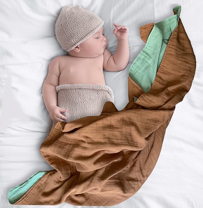 Leyl&Ari Basic Toddler Blanket | Organic Baby Blanket for Boys Girls | Gender Neutral Newborn Essentials (Sage/Sienna)