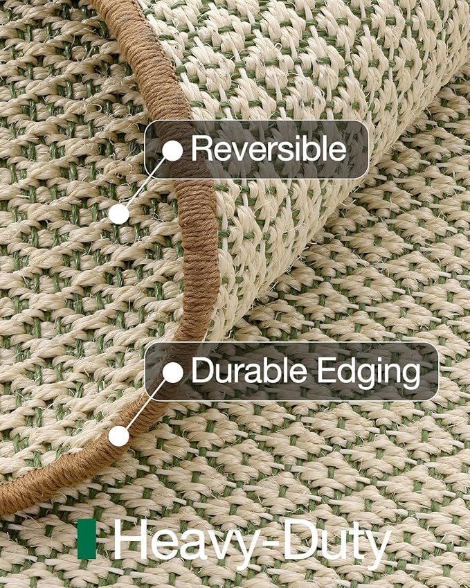 LUMI Sisal Area Rug 5x8 for Living Room, Natural Handwoven Rugs Non Slip, Farmhouse Braided Carpets No Shedding for High Traffic, Dining Room, Indoor, Outdoor, Patio