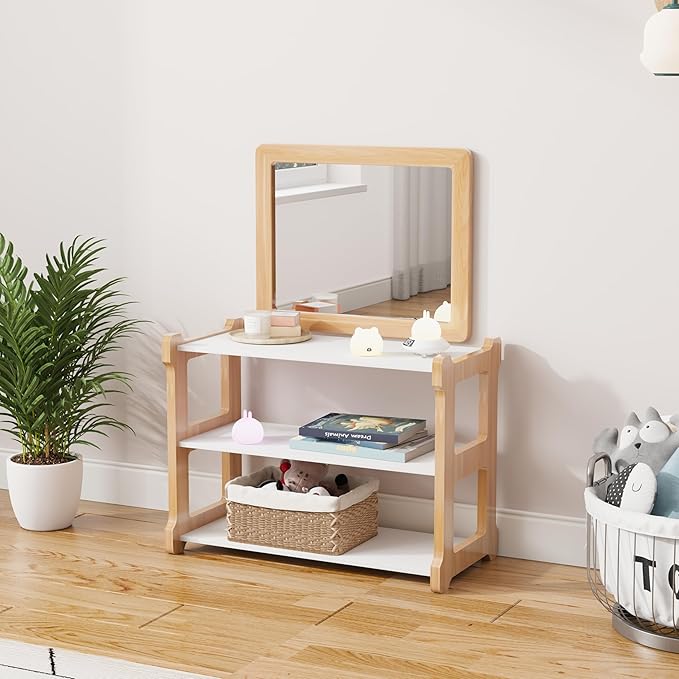 Montessori Baby Pull Up Bar, Montessori Small Mirror is Suitable for Babies Aged 6 to 18 Months, Infants Registry Item, 19.7 * 15.8 inches