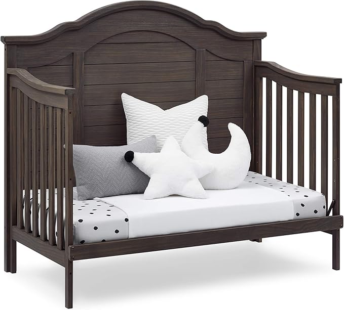 Delta Children Simmons Kids Asher 6-in-1 Convertible Crib with Toddler Rail, Rustic Grey