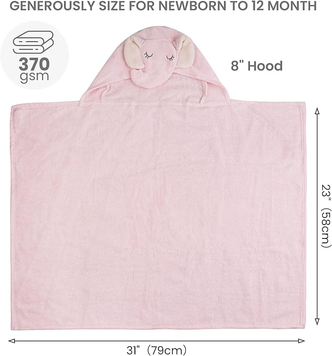 Mooreeke 2 Pack Baby Towels - 100% Cotton Baby Hooded Towels - Soft Baby Bath Towels with Hood for Newborn - Comfort Towels for Baby Girls and Boys - Animal Shaped Design (Duck & Elephant)