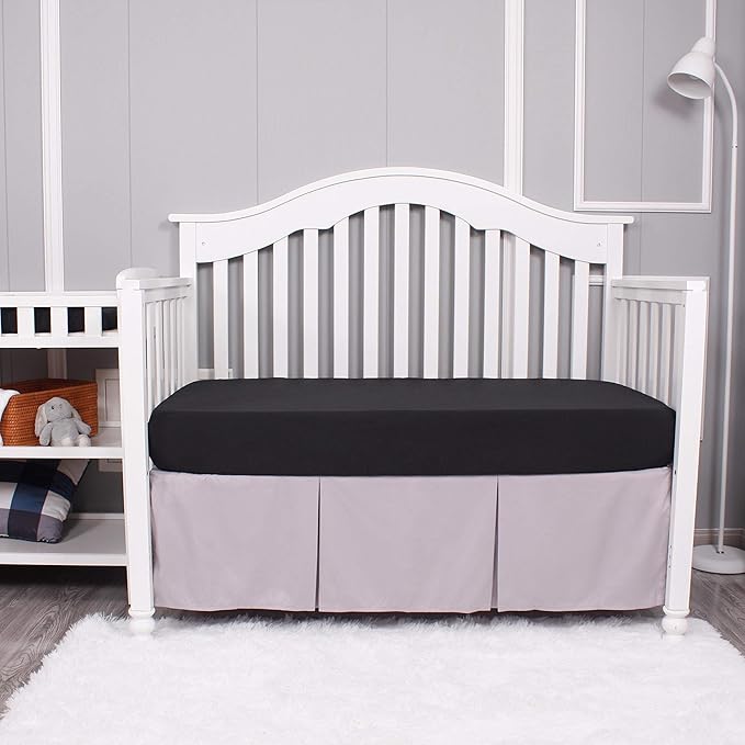 Belsden 3 Pack Microfiber Durable Crib Sheets Fitted, Silky Soft Smooth Breathable Baby Sheets Set, 28''x52'' Fits Standard Crib and Toddler Mattresses, Navy & Grey & Black