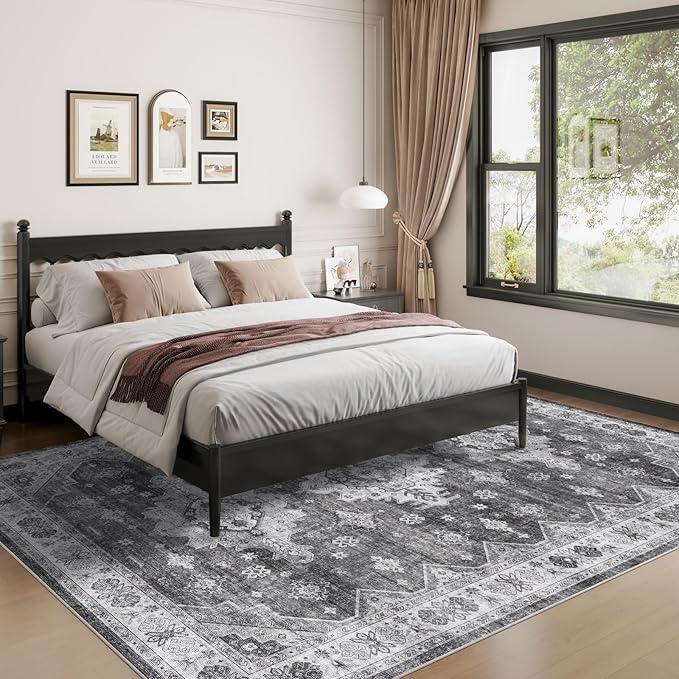 Dripex Washable 8x10 Area Rug for Living Room - Stain Resistant Distressed Rugs for Bedroom Dining Room Non-Slip Low-Pile Soft Throw Rugs Farmhouse Office Home Decor, Pet & Child Friendly