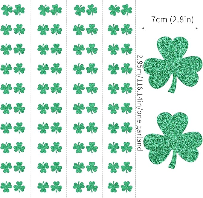 St-Saint Patricks-Day Decorations Shamrock Green-Garland - 35ft St. Patrick's Day Decorations Hanging Decoration Streamers Banner, Baby Birthday Irish Party Decor Accessories Panduola