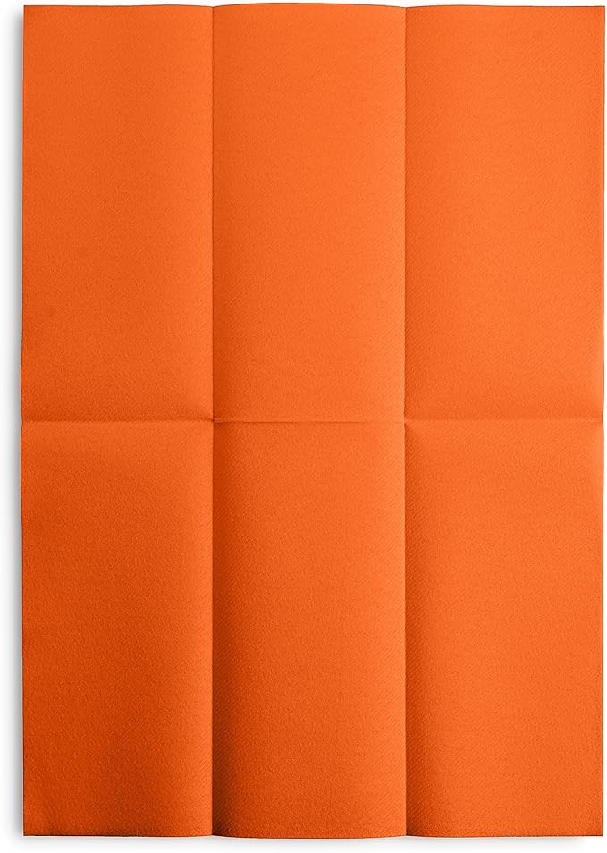 Linen-Feel Orange Paper Napkins - Decortive Cloth-Like Disposable Dinner Napkins - Soft And Absorbent Napkins for Thanksgiving, Party, Wedding, Bathroom Or Any Occasion. (Pack of 100)
