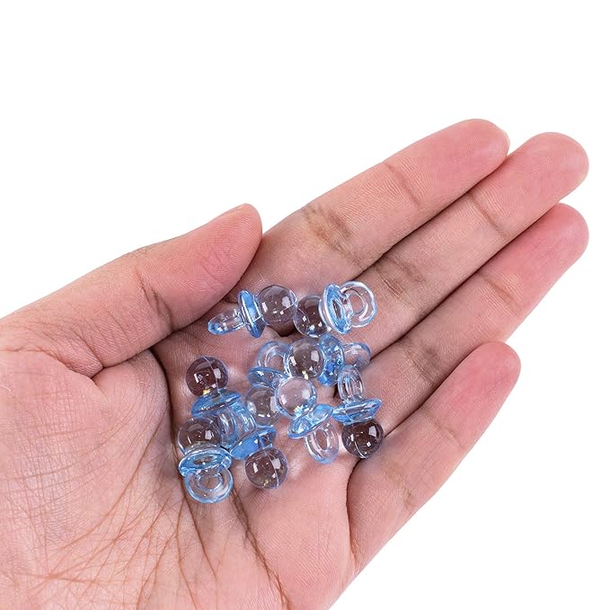 Super Z Outlet Mini Acrylic Baby Pacifiers for Baby Shower Decorations, Table Scatter, Party Favors, Games & Activities - 144 Pieces(Blue)