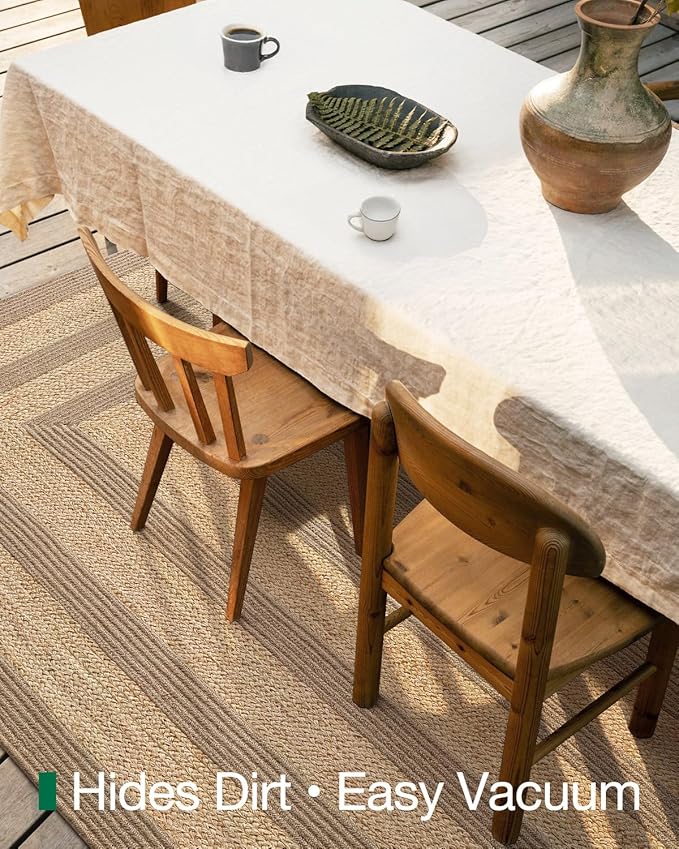 LUMI Jute Area Rug 6x9 for Living Room, Natural Handwoven Rugs Non Slip, Farmhouse Braided Carpets No Shedding for High Traffic, Dining Room, Indoor, Outdoor, Patio
