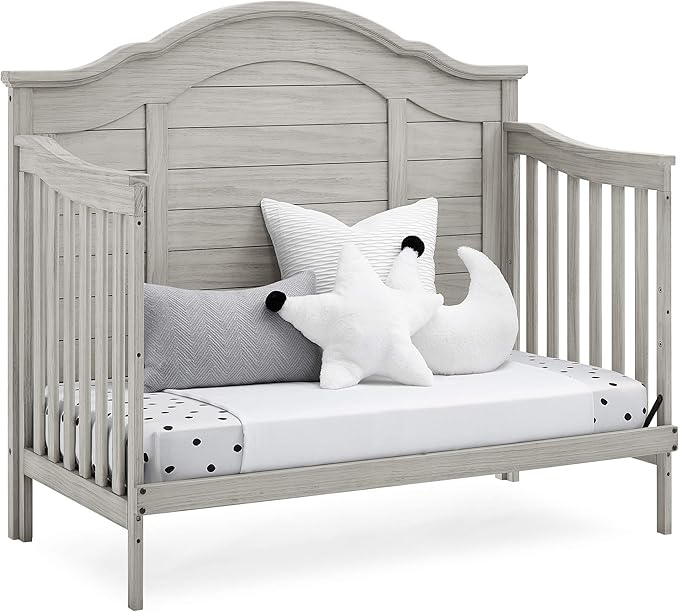 Delta Children Simmons Kids Asher 6-in-1 Convertible Crib with Toddler Rail, Rustic Mist