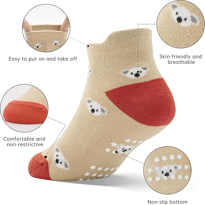 Tphon Toddler Baby Non Slip Ankle Socks with Grippers Kids Boys Girls Socks 12 Pairs for 0-7 Years Infant Children