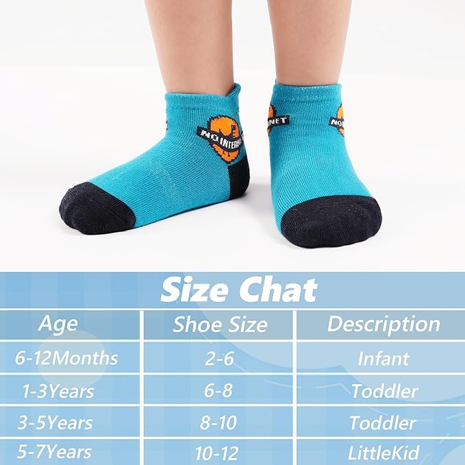 Tphon Toddler Baby Non Slip Ankle Socks with Grippers Kids Boys Girls Socks 12 Pairs for 0-7 Years Infant Children