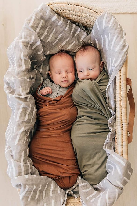 Mebie Baby Rust Stretch Swaddle, Modern and Neutral Swaddle Blanket for Baby Girl or Boy, Soft Baby Blankets, Newborn Swaddle Blanket, 0-3 Month, Comfy Wrap, Baby Essentials & Gifts (47" x 47")