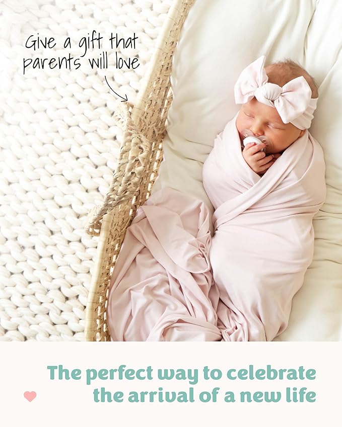 Caden Lane Baby Swaddle & Receiving Blanket, Soft, Breathable & Temperature-Regulating Bamboo Viscose Fabric for Swaddling Newborns, Gender Neutral Infant Blanket for Boys & Girls, Pale Pink