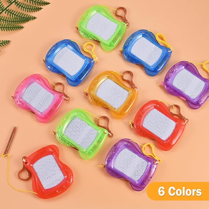 GOLDGE 18 Pcs Mini Magnetic Drawing Board for Kids (6 Colors) – Portable Doodle Sketch & Writing Pad with Erasable Surface, Fun Backpack Keychain Clip Art Toy, Birthday Party Favors for Boys Girls