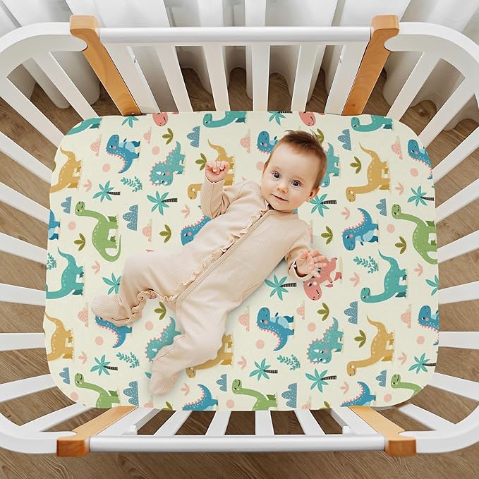Various Dinosaur Crib Sheets for Neutral Bassinet Play Sheets,Sheets Toddler Bed Sheets for Baby Boys Girs 39 * 27 * 5in