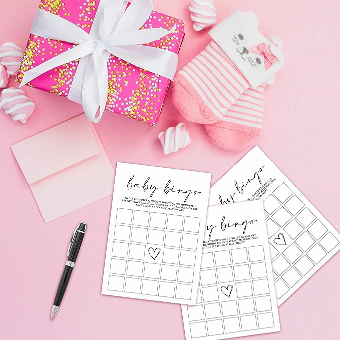 ZIIUFRN Baby Shower Games(5" X 7"), 30 Sets Modern Black and White Baby Bingo Guess Gift Game Cards, Boy Girl Gender Neutral Baby Shower Supplies-B07