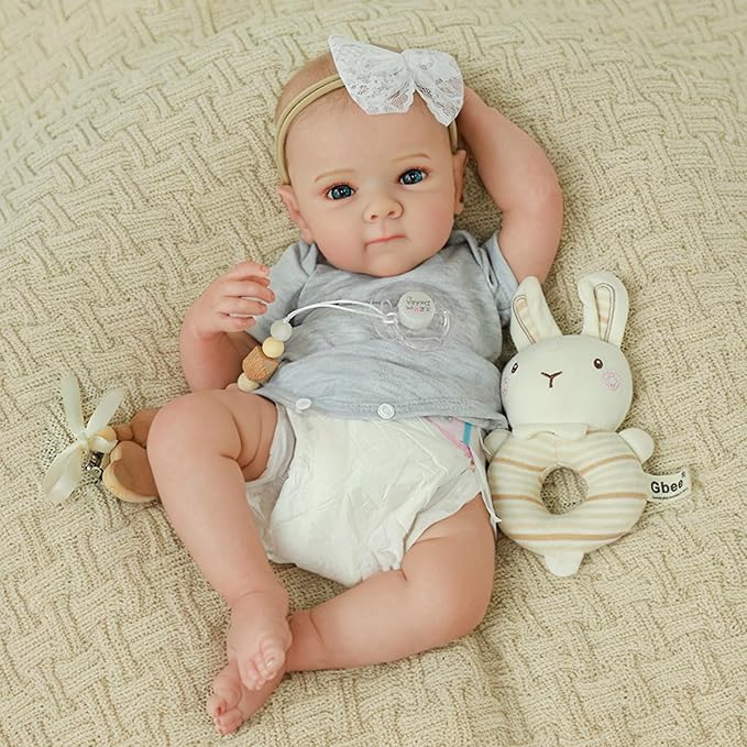 WOOROY Realistic Reborn Baby Dolls - 20 Inch Lifelike Silicone Baby Girl with Full Vinyl Body, Real Life Newborn Baby Doll Gifts Toy with Accessories for Kids 3+