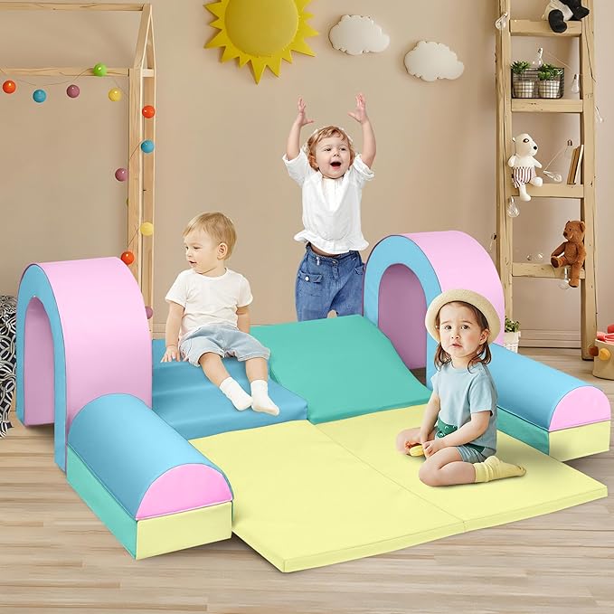 Kinder King Climb and Crawl Activity Play Set, 10-Piece Soft Foam Block for Climbing, Crawling and Sliding, Indoor Climber for Toddlers and Kids, Baby Infant Lightweight Climbing Toys